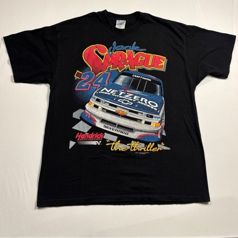 Vintage M&O Knits XL NASCAR Jack Sprague 24 NetZero Racing Graphic T Shirt Black